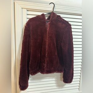 Burgundy teddy bomber. Large.